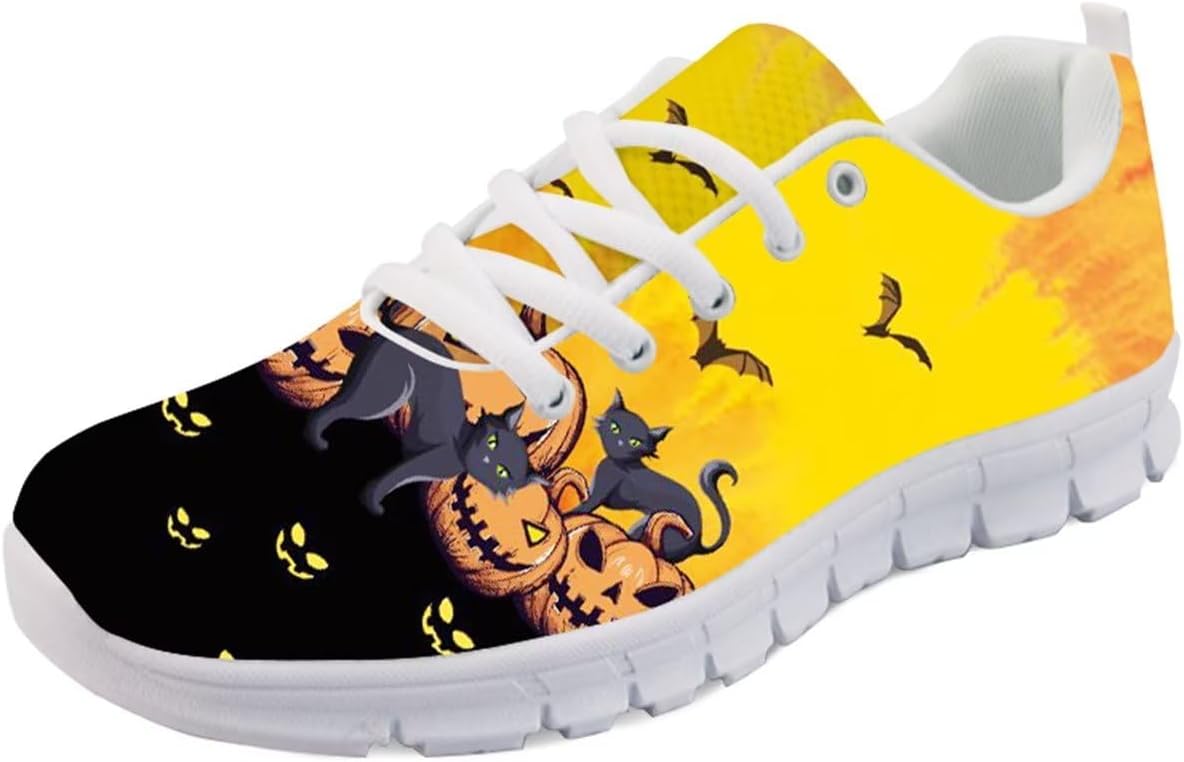 

Кроссовки Forchrinse Daisy унисекс для бега, спортивные кеды для мужчин и женщин, дышащие спортивные кроссовки, Halloween Cat Pumpkin