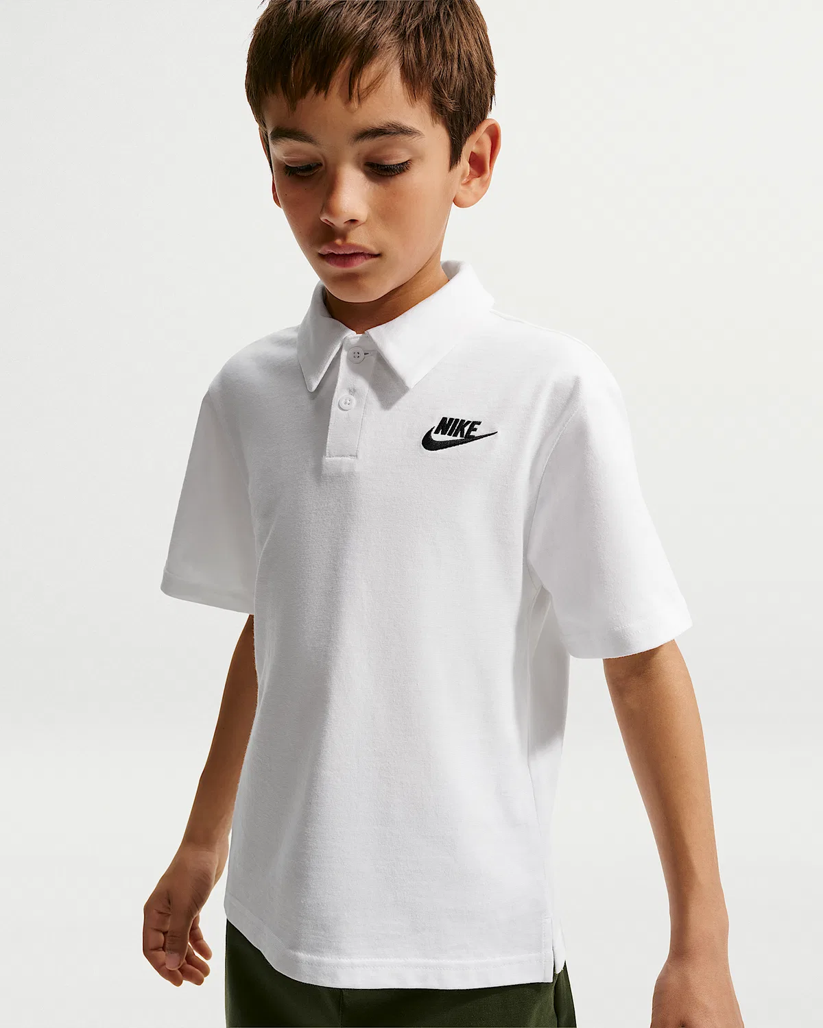 Детская трикотажная футболка-поло Nike Sportswear Club, White/Black — фото 3