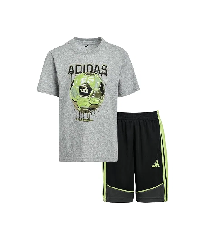 Спортивный комплект с футболкой и шортами Heather Color-Block Adidas Kids, Dark Blue Adi