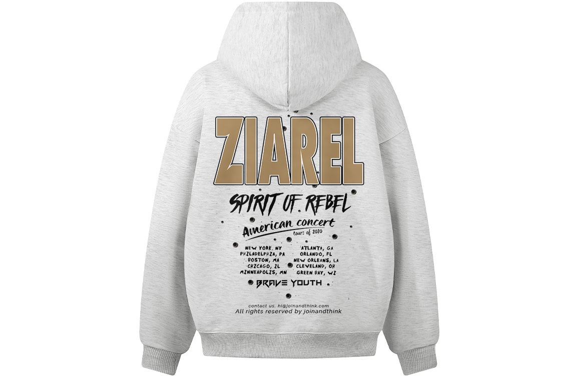 

Толстовка Unisex Hooded Moderate Heavyweight ZIAREL, белый heather серый