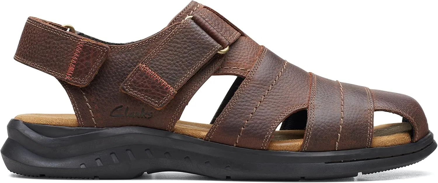 Мужские рыболовные сандалии Clarks Hapsford Cove, Brown Tumbled Leather