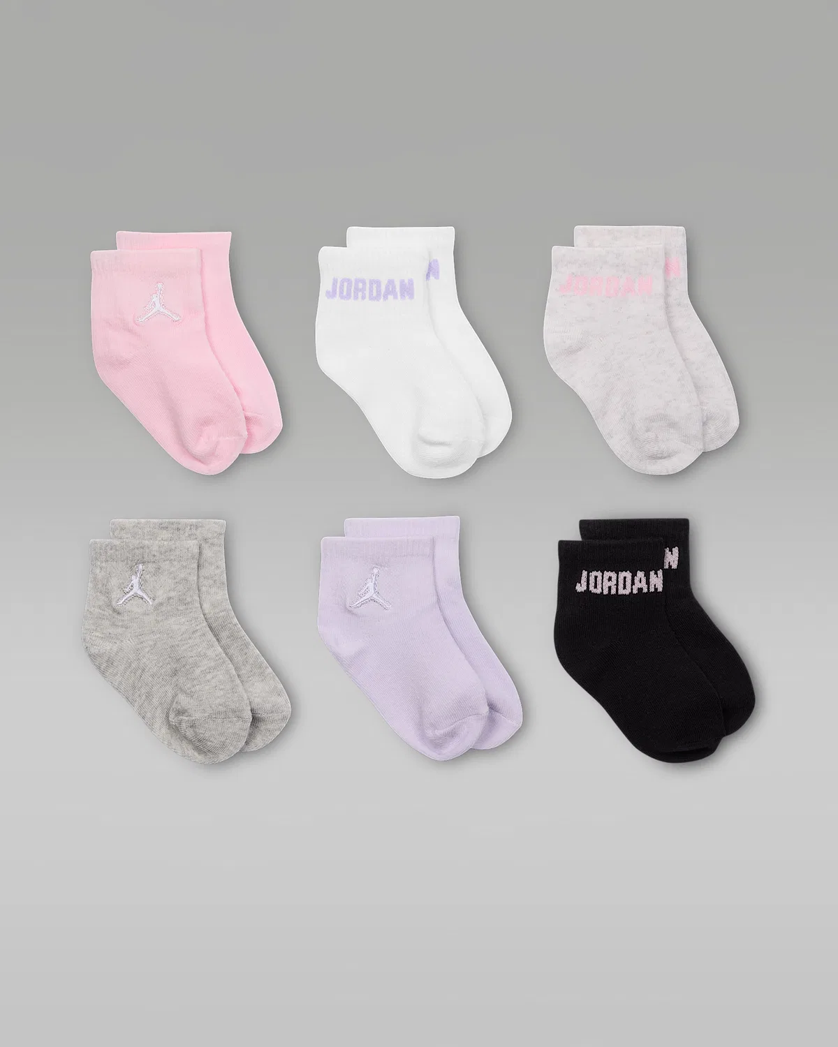 Baby /Toddler Ankle Socks (6 Pairs) Jordan Everyday Essentials, Pink Foam — фото 2