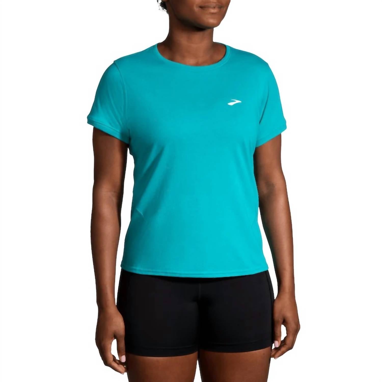 

Женская рубашка Distance Short Sleeve 2.0 в цвете Nile Green BROOKS