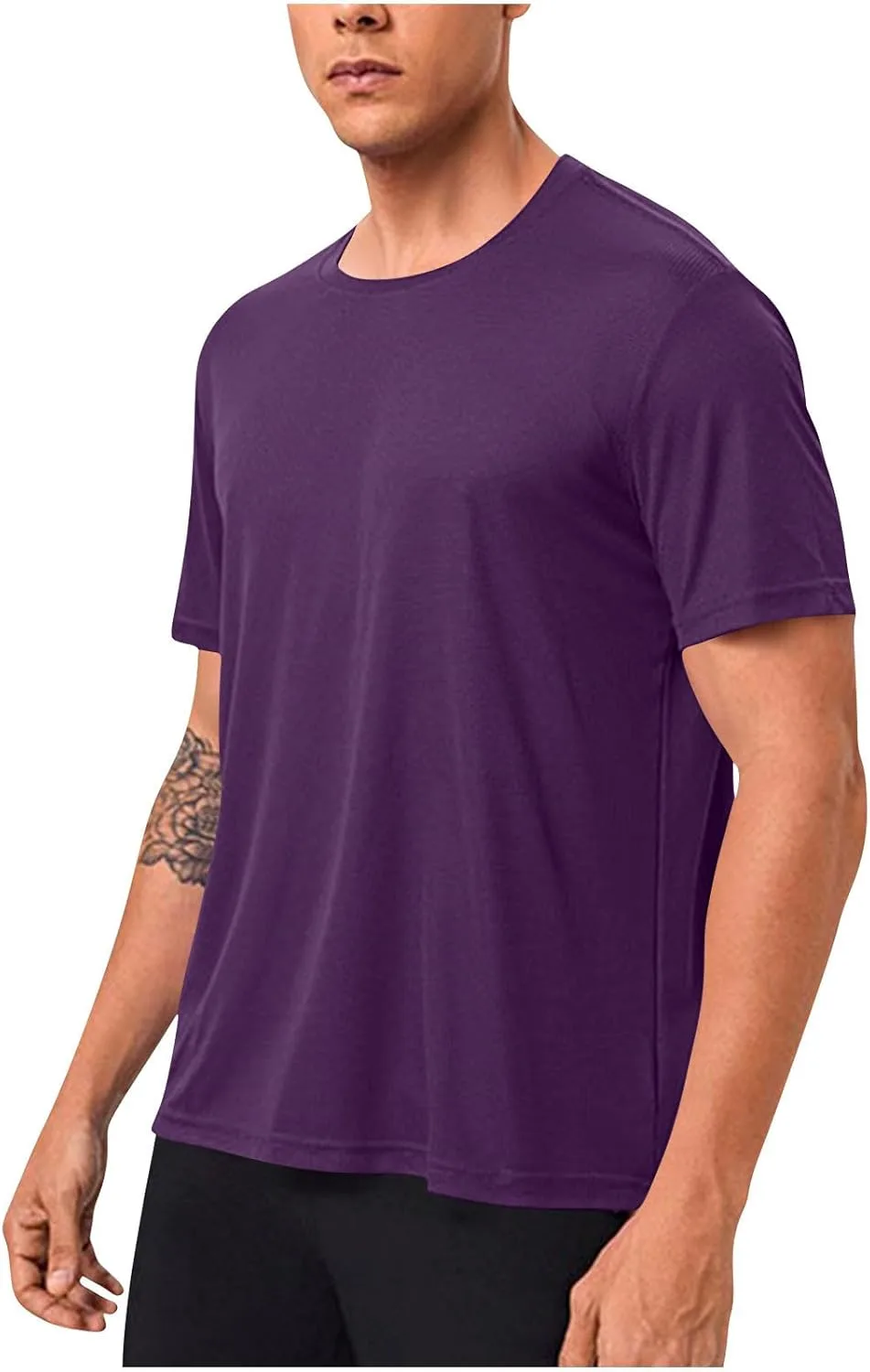 Мужская однотонная футболка для спорта, Stretch Casual с коротким рукавом и круглым вырезом