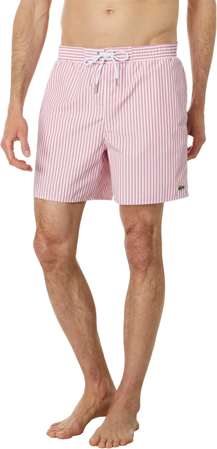 

Плавки Lacoste Fine Stripe Swim Trunks, цвет Reseda Pink/Flour