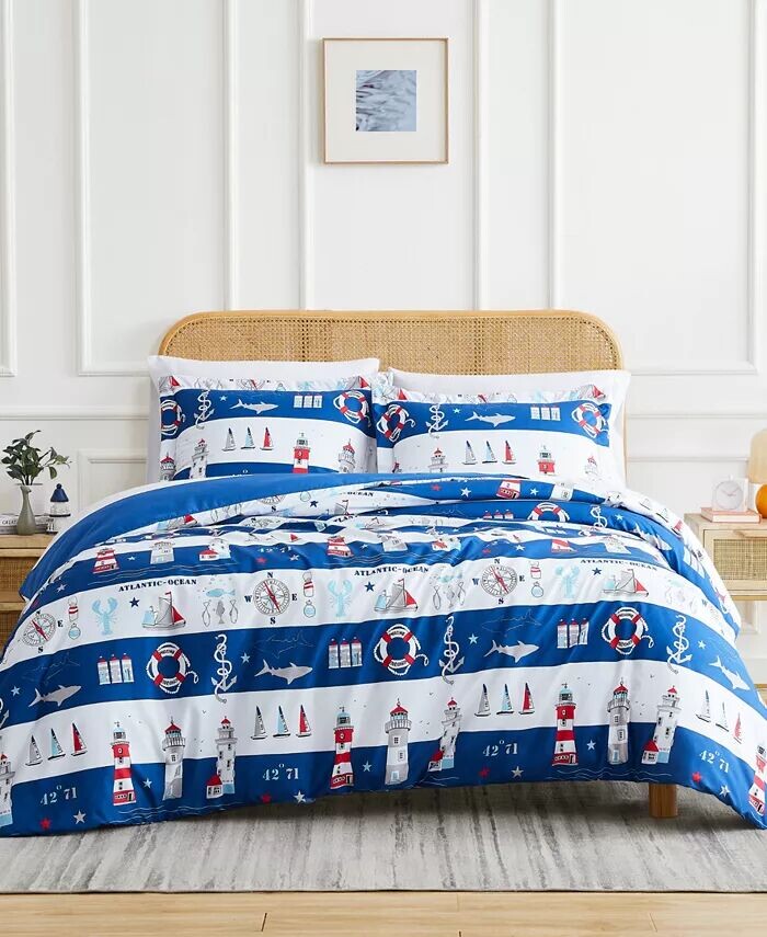

Комплект двусторонних одеял Atlantic Oversized из 3 предметов, размер King Southshore Fine Linens, синий