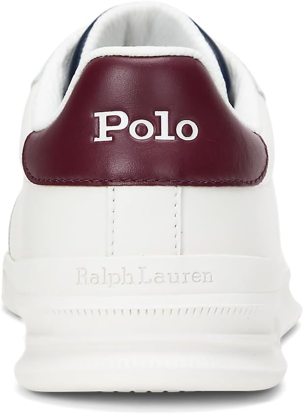Polo Ralph Lauren мужские кожаные кроссовки Heritage Court II, White/Navy/Wine — фото 2