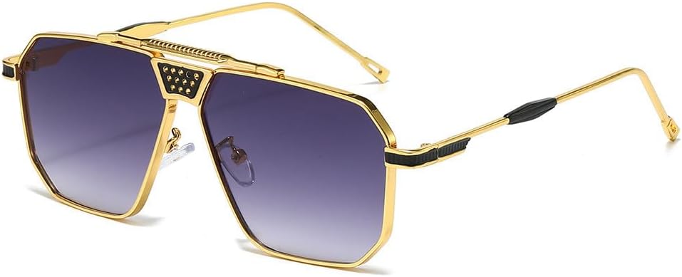 

Ретро-очки квадратной формы из металла, роскошные женские солнцезащитные очки с защитой от УФ-излучения UV400, модные мужские солнцезащитные очки с градиентным переходом HYYZZC, Gold Gray