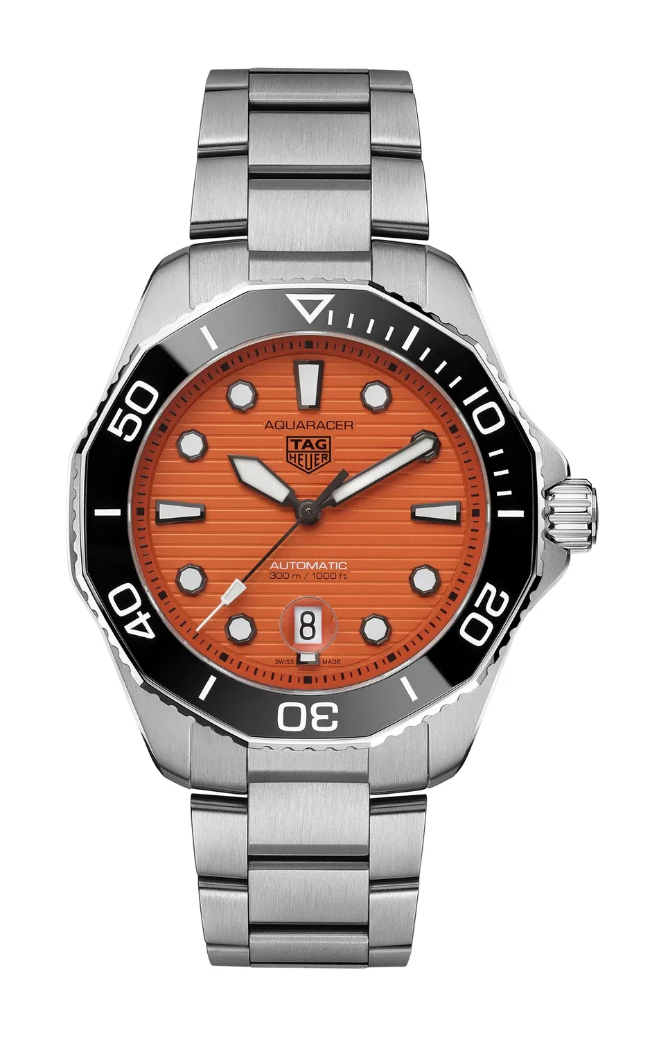TAG HEUER АКВАРАЦЕР ПРОФЕССИОНАЛ 300 ОРАНЖЕВЫЙ ДАЙВЕР - WBP201F.BA0632, серебряный