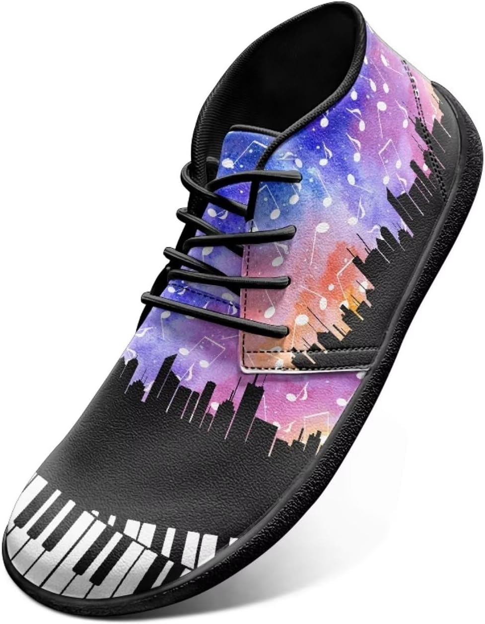 

Ботинки с широкой носочной частью, кроссовки с нотами для женщин и мужчин, модные шнурованные туфли с нулевым перепадом подошвы, минималистичная обувь Chririnla, Galaxy Music Note Piano Key