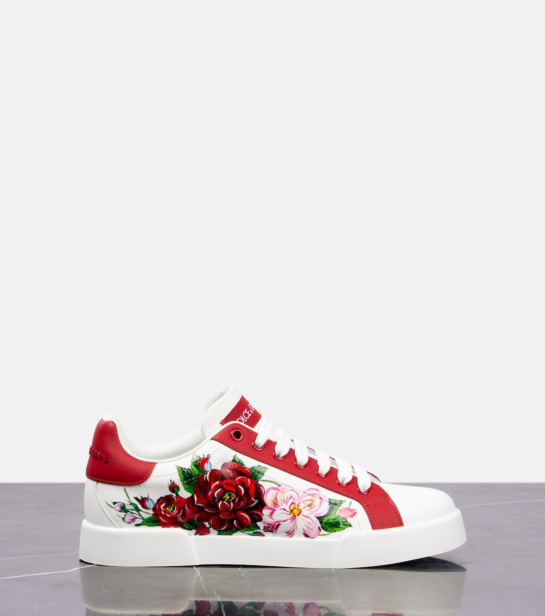 Цветочные кожаные кроссовки Dolce&Gabbana, B.Rose Antiche F.Bco — фото 4