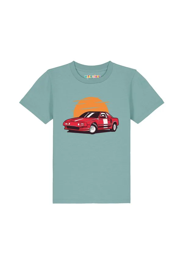 Футболка с принтом спортивного автомобиля Watapparel, Teal Monstera — фото 2