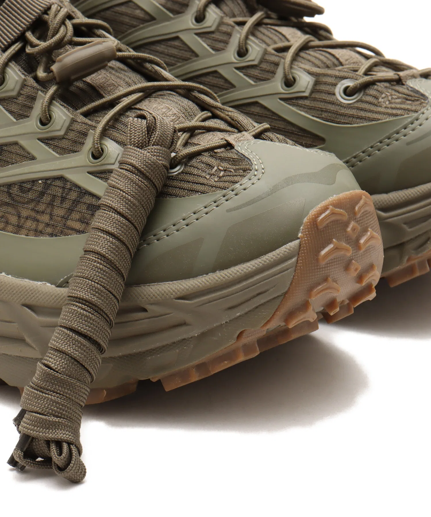 Унисекс кроссовки HOKA MAFATE THREE2 GRID JP оливкового цвета — фото 4