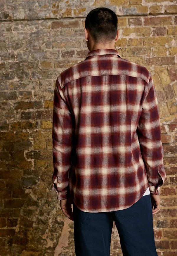 Рубашка с длинным рукавом в клетку стандартного кроя Next, Damson Red — фото 3