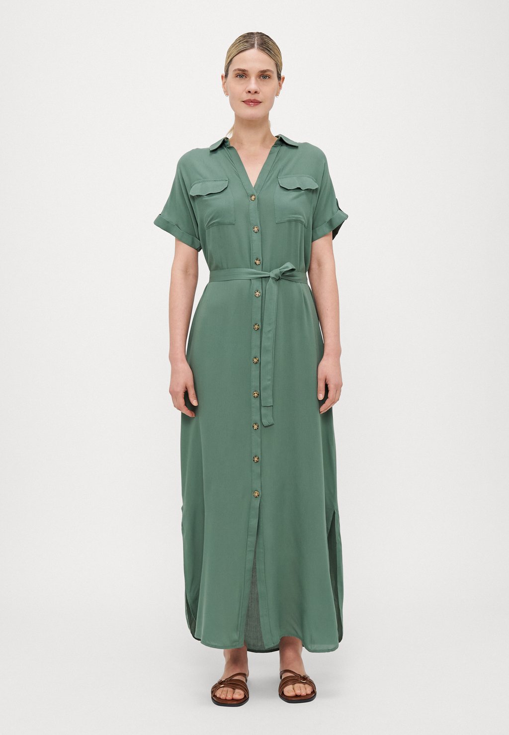 

Платье макси VMBUMPY ANKLE SHIRT DRESS Vero Moda Tall, зеленый