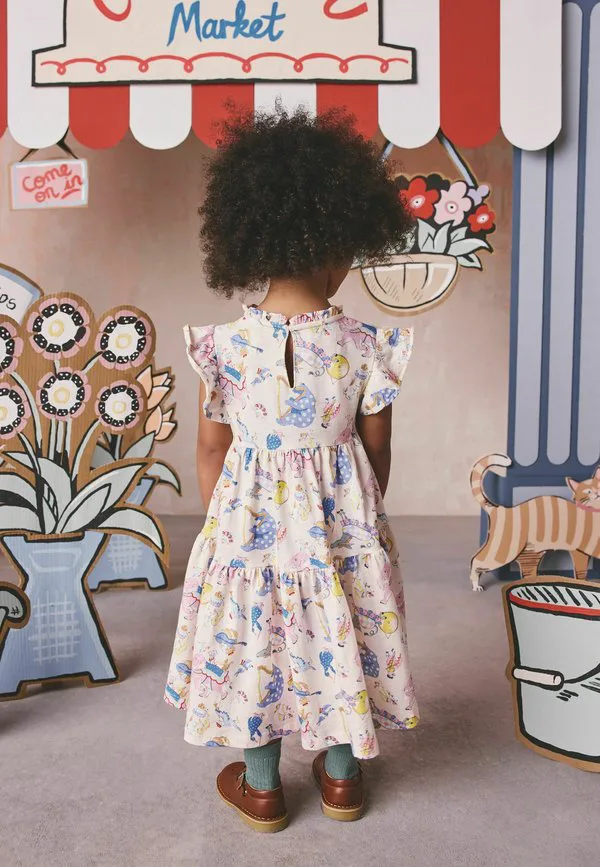 Платье-Футляр cath kidston из многослойного трикотажа стандартного кроя Next, Cream Blue — фото 3