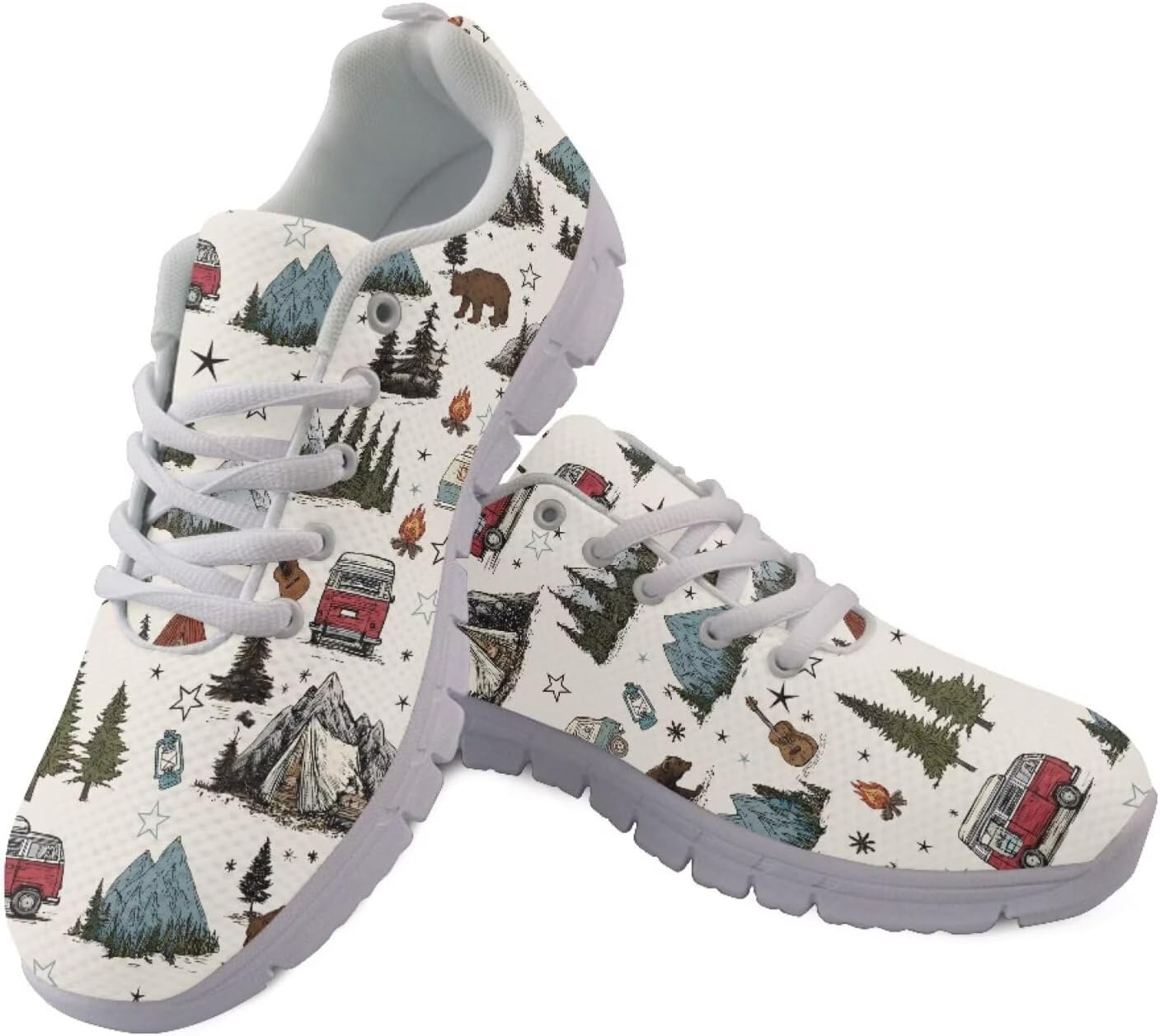 

Кроссовки Jeiento для мужчин и женщин, шнуровка, для бега по дороге, легкие сетчатые теннисные кроссовки, повседневная обувь для путешествий, Camp Theme