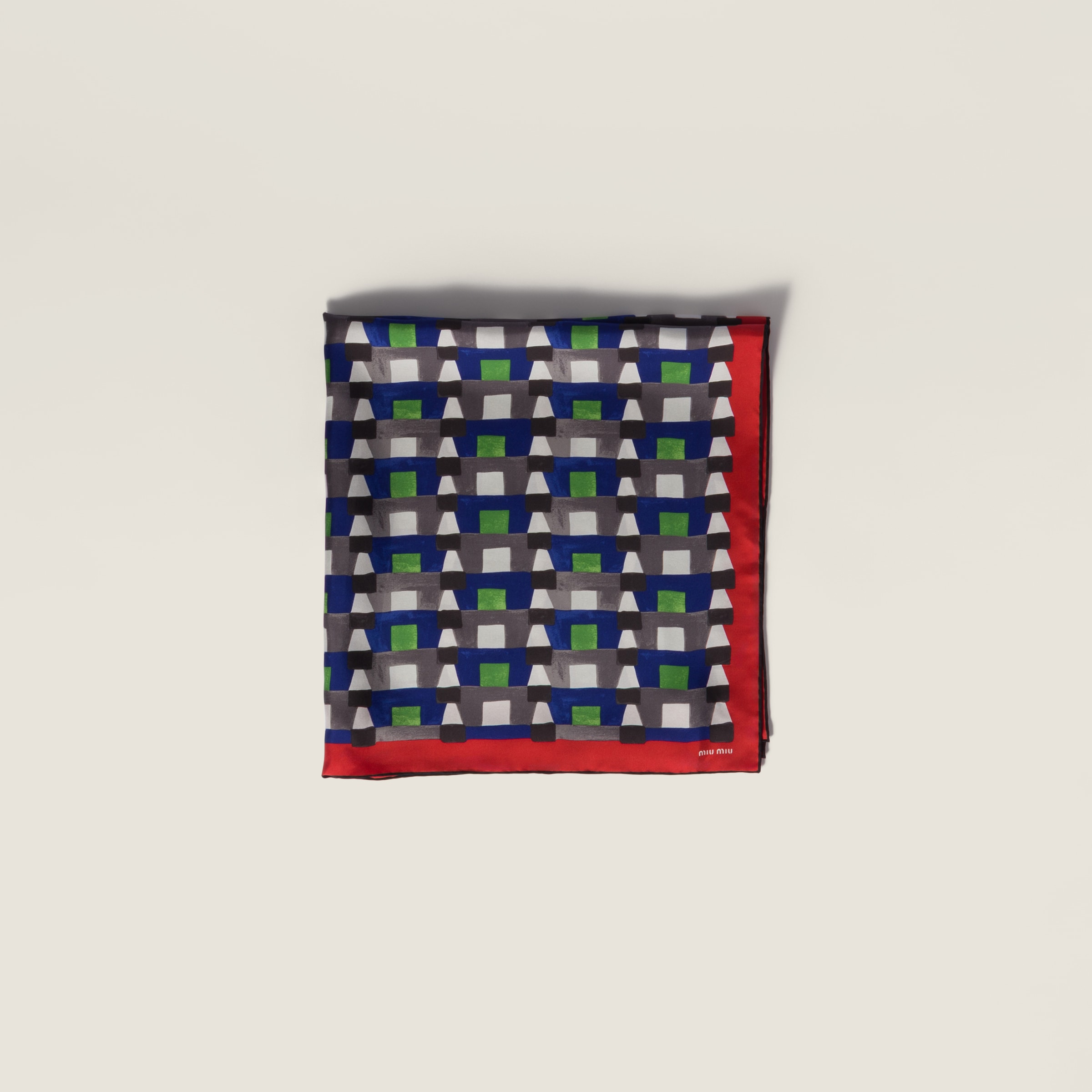 

Шелковый платок с принтом MIU MIU, индиго/красный
