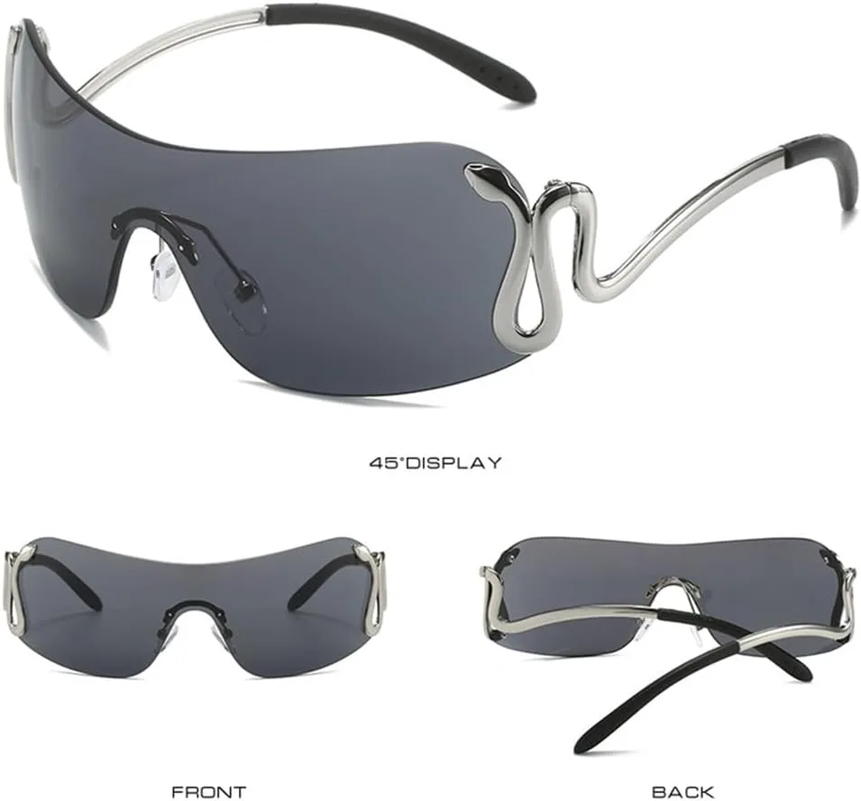 

Солнцезащитные очки без оправы для женщин и мужчин, декоративная металлическая оправа, солнцезащитные очки с защитой от УФ-излучения UV400 generic, Silver Blue