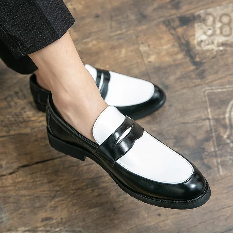 Лоферы мужские кожаные двухцветные, Loafers for Men, Black and White PUGHGAETZF — фото 2