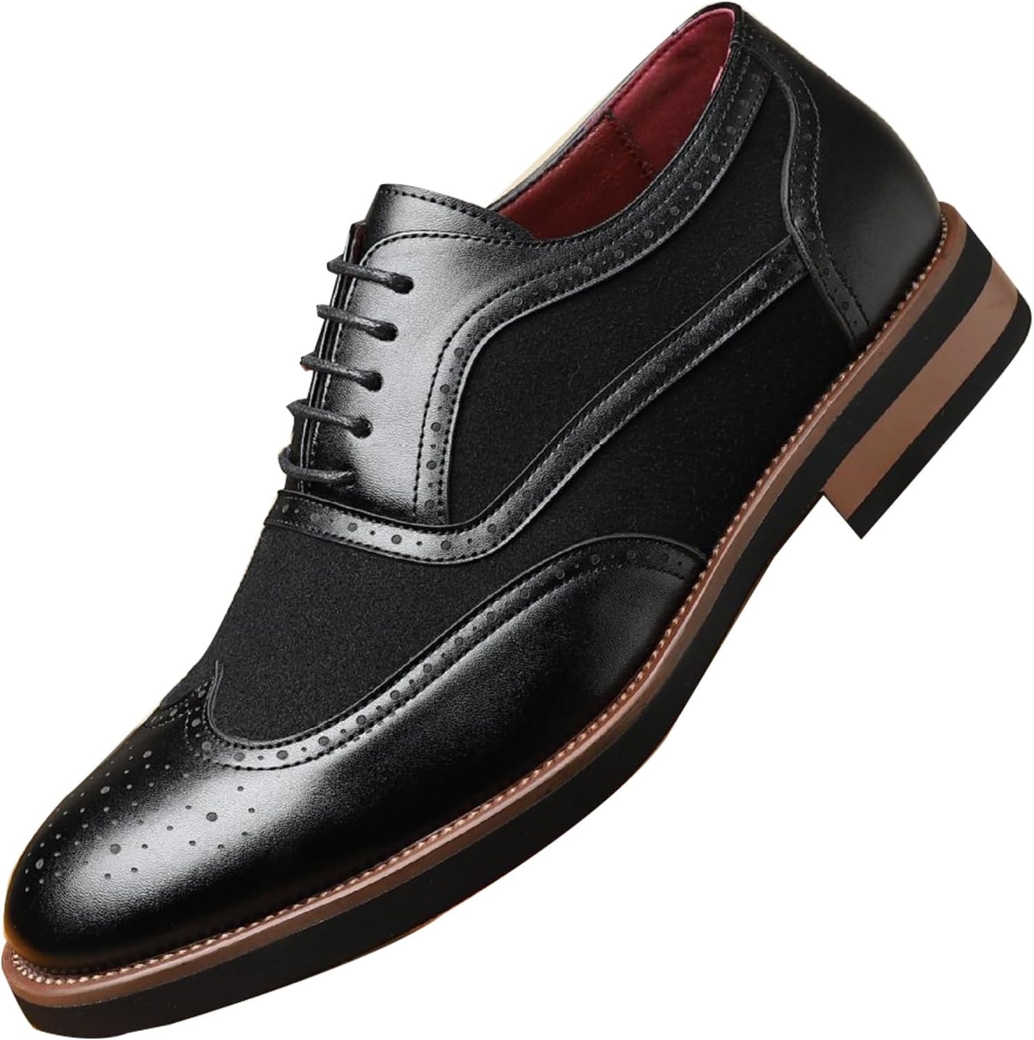 

Мужские оксфорды с крыльями и перфорацией, шнуровка, повседневные дышащие, с мягкой подошвой из искусственной кожи, для делового стиля Tznbgge, черный