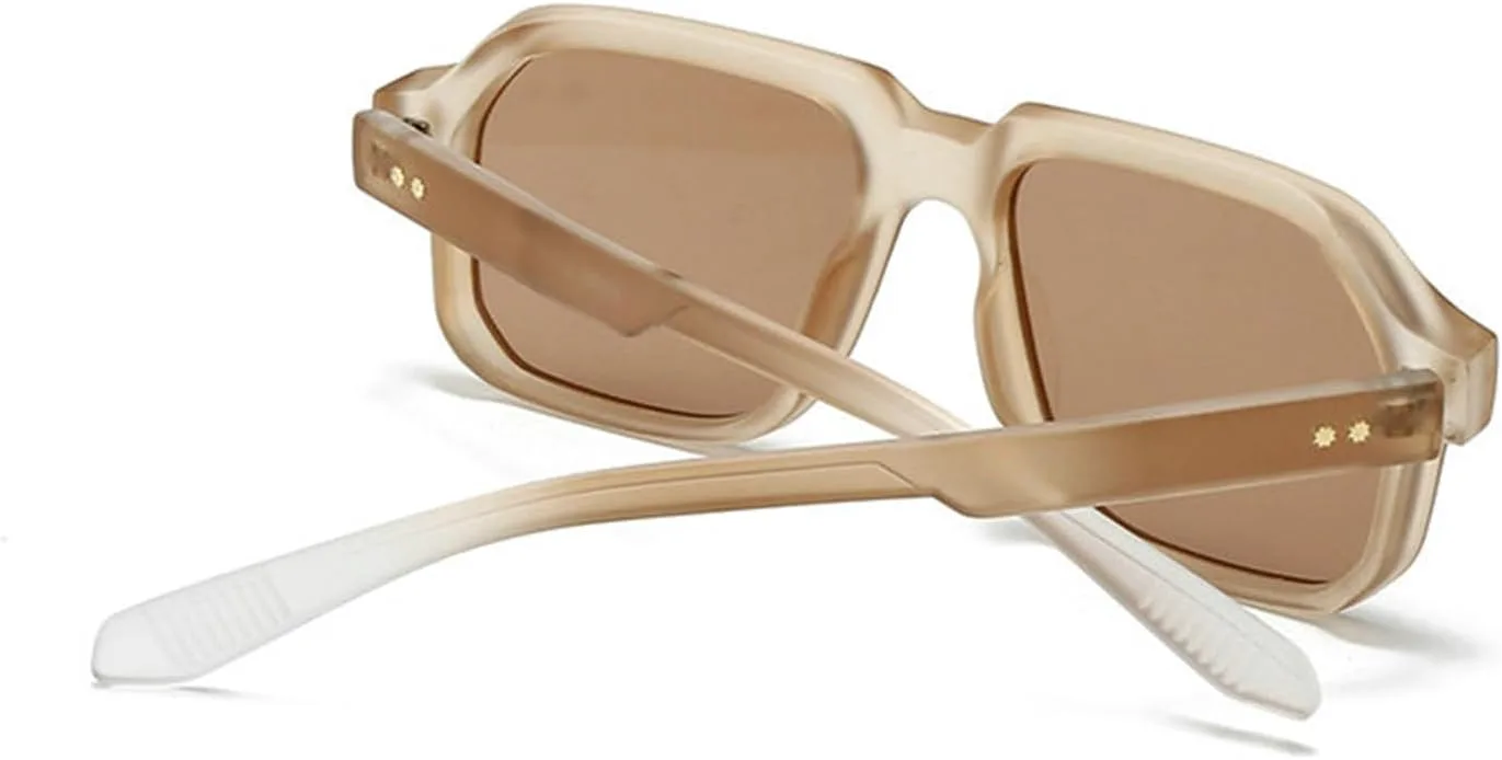 

Солнцезащитные очки Willochra Retro Oversized Square для женщин, солнцезащитные очки UV400 для мужчин, с заклепками, градиентные солнцезащитные очки, Tea