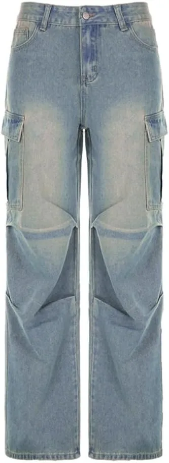 

Прямые джинсы с несколькими карманами Y2k в стиле ретро GGPJ