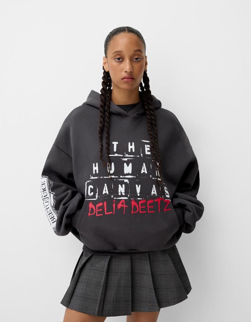 

Толстовка beershka x beetlejuice Bershka, серый