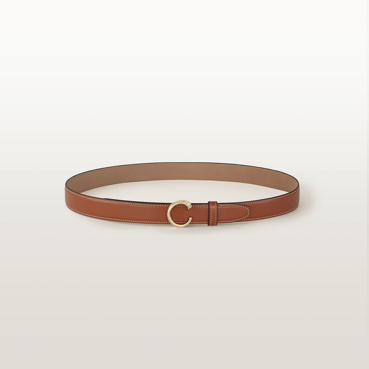 

Женский ремень Cartier Ceinture 25 mm, Panther de Cartier, размер 85 см, телячья кожа карамельного цвета