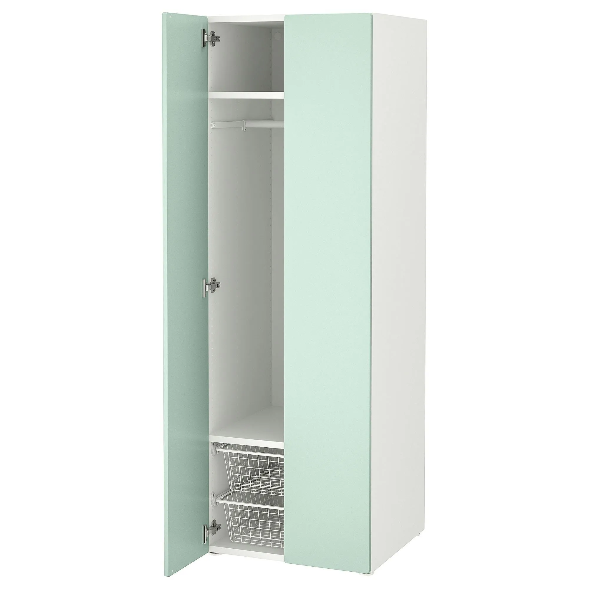 

Детский шкаф, белый/салатовый, 60x57x181 см, PLATSA/SMÅSTAD IKEA