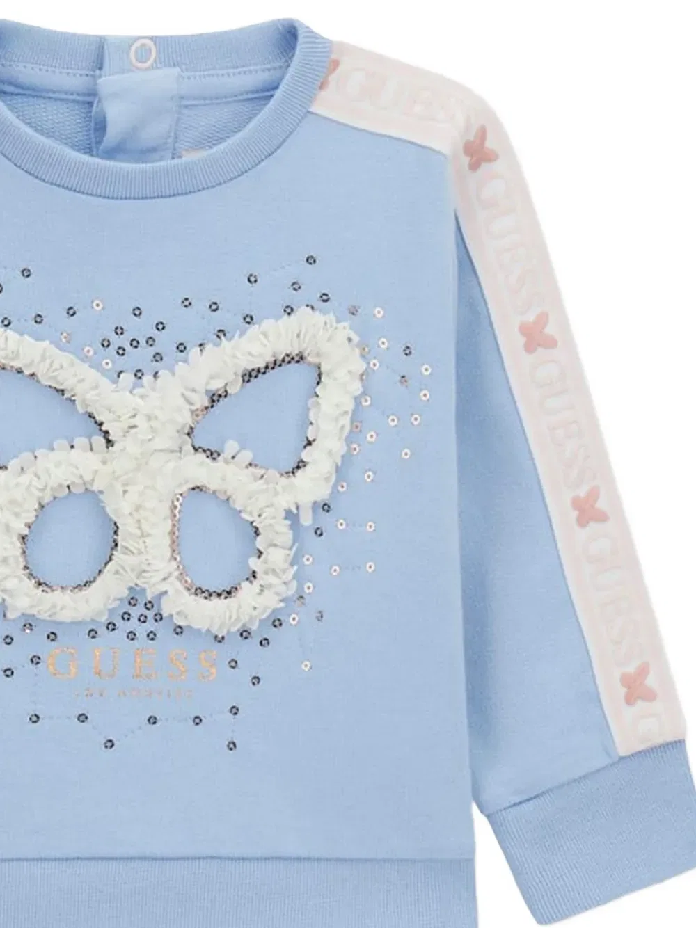 Детский спортивный костюм с аппликацией в виде бабочек Guess Kids, синий — фото 4