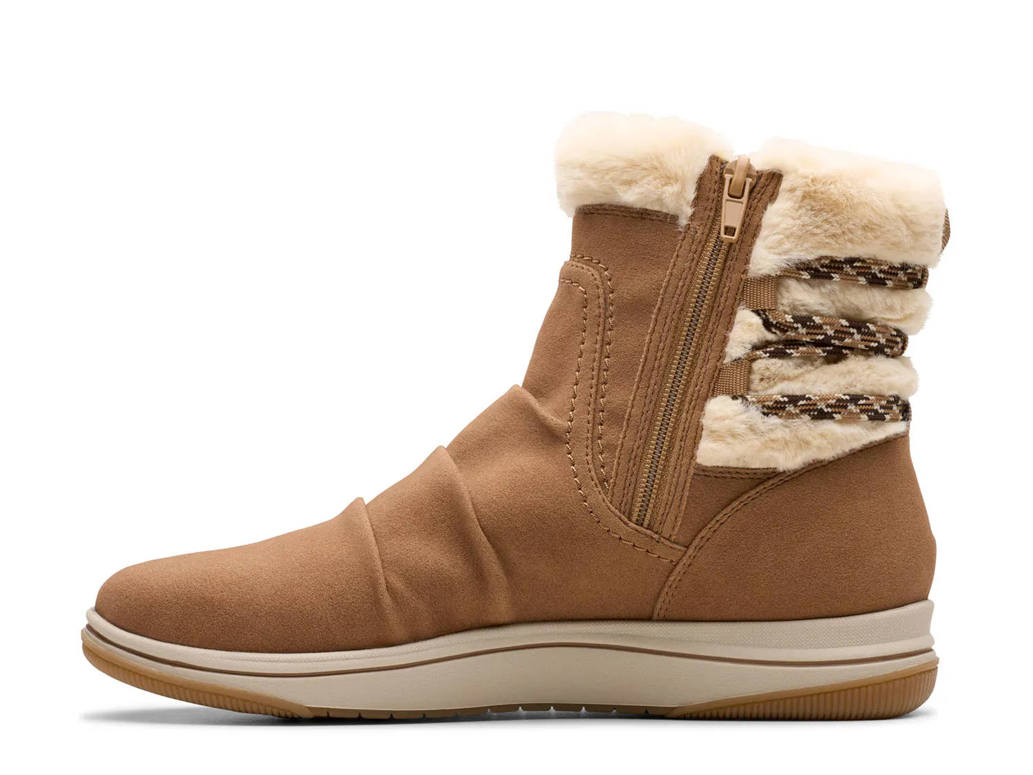 Женские ботинки Clarks зимние с мехом, коричневый — фото 2