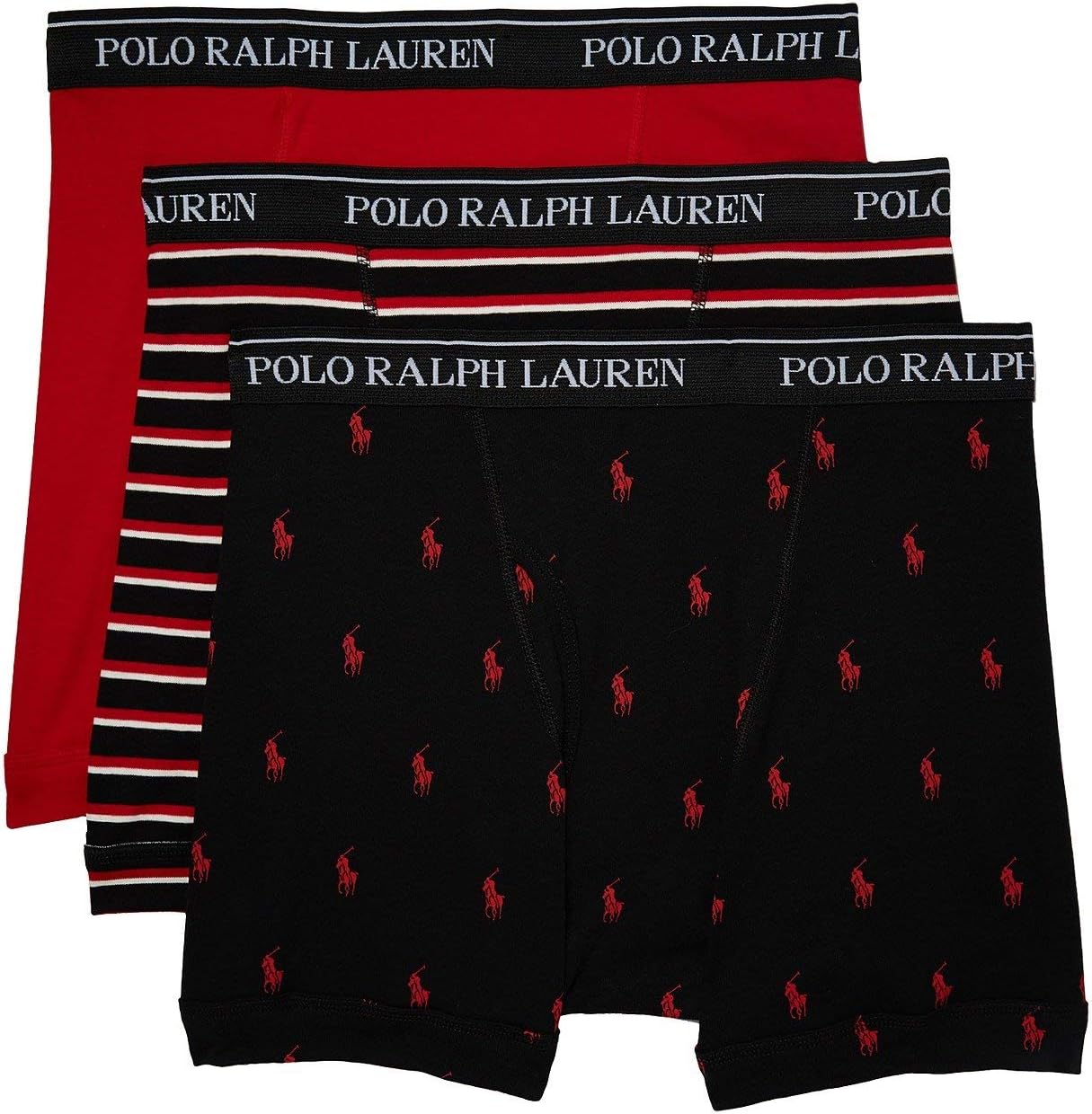 

Мужские боксеры-трусы POLO RALPH LAUREN Classic Fit из дышащей сетки, 3 шт., Black/Black Multi Stripe/Rl2000 Red