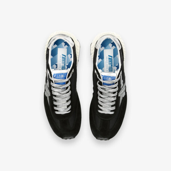 Мужские низкие кроссовки marathon runner из замши и сетки Golden Goose, черный — фото 2