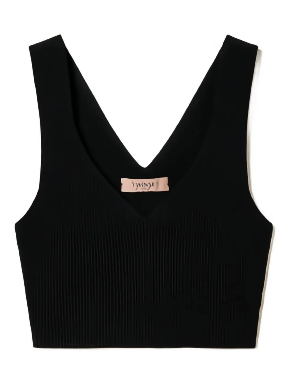 

Укороченный топ с V-образным вырезом и рубчатой текстурой Twinset, черный