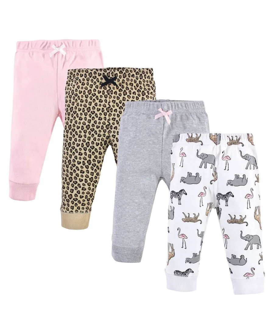 Детские штанишки для девочек, 4 штанишки в упаковке Hudson Baby, modern розовый safari