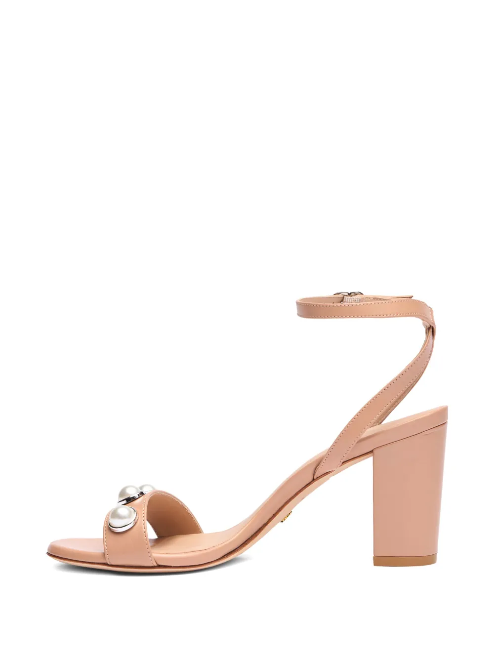 Босоножки Nearlybare Portia с жемчужной отделкой, каблук 80 мм Stuart Weitzman, нейтральный — фото 4