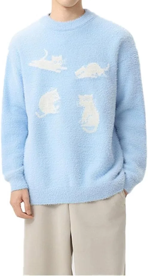 

Свитер с принтом милого кота, теплый вязаный пуловер PRTM EGO