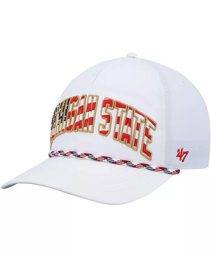 

Мужская белая кепка '47 Michigan State Spartans со звездами и полосками и флагом Flutter Hitch Snapback '47 Brand
