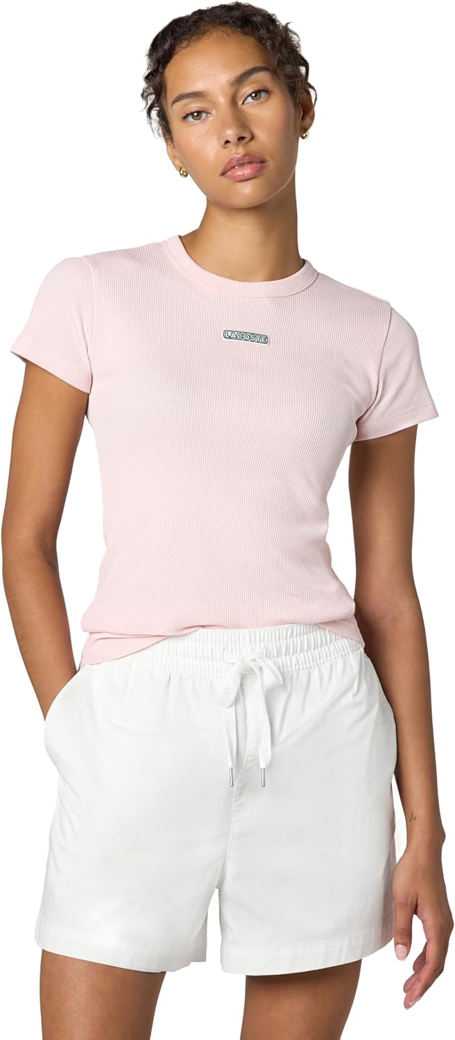 

Женская футболка Lacoste Slim Fit с рубчиком, Blush