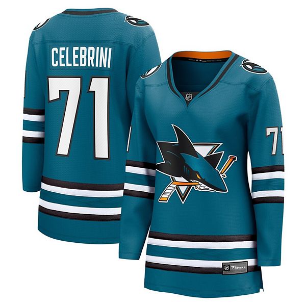 

Женская футболка Macklin Celebrini San Jose Sharks в цвете teal Fanatics