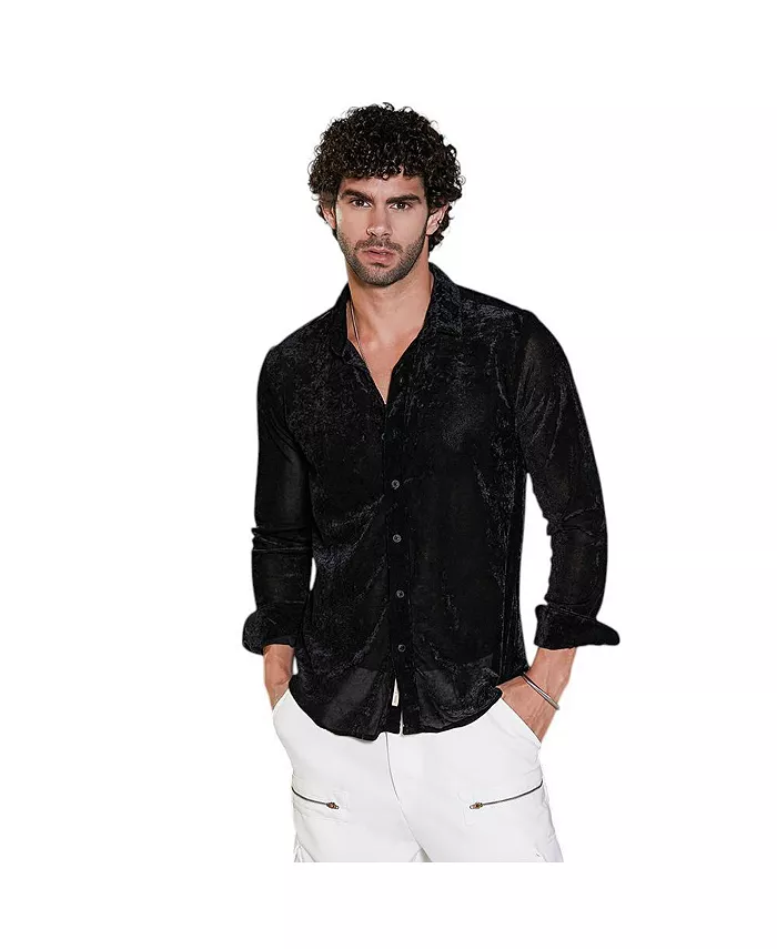 

Мужская рубашка Onyx Black Solid Velvet Campus Sutra, черный