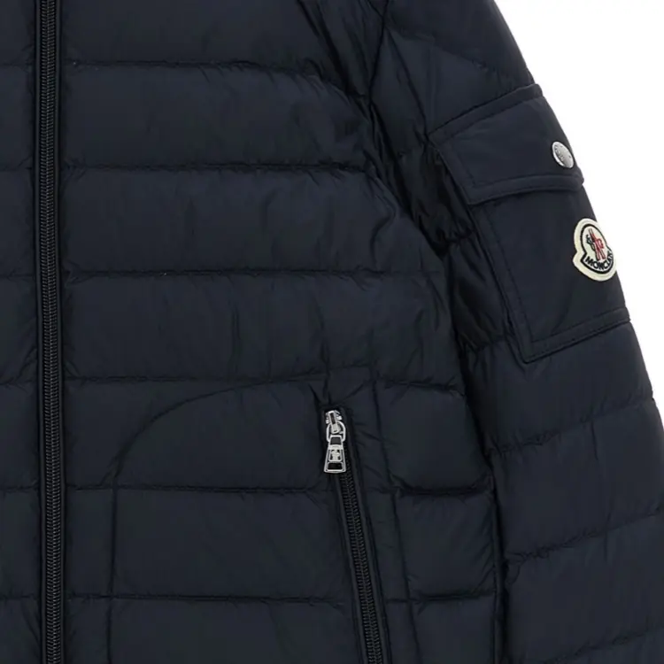 Детская утепленная куртка с отстегивающимся капюшоном Moderate Moncler, синий — фото 4