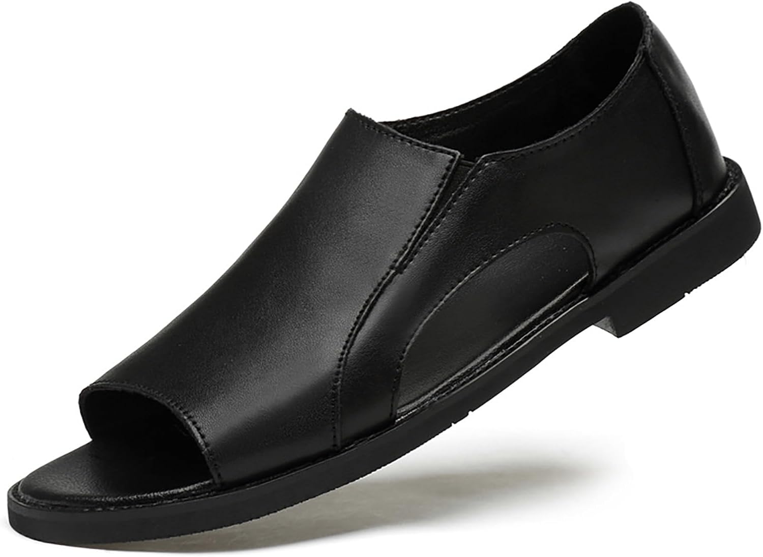 

Мужские сандалии-слипоны из натуральной кожи с вырезами, удобные, с открытым носком, для активного отдыха и пляжа, легкие, рыбачьи Lvomu, черный