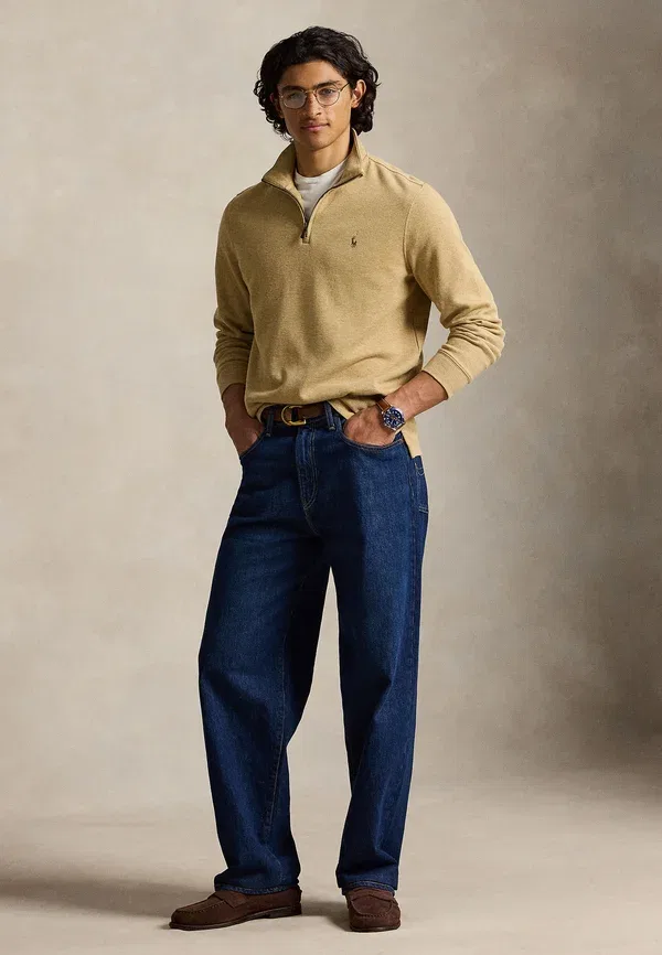Свитшот с четверть-застежкой-молнией Polo Ralph Lauren Estate Rib, цвет кофе с молоком — фото 2