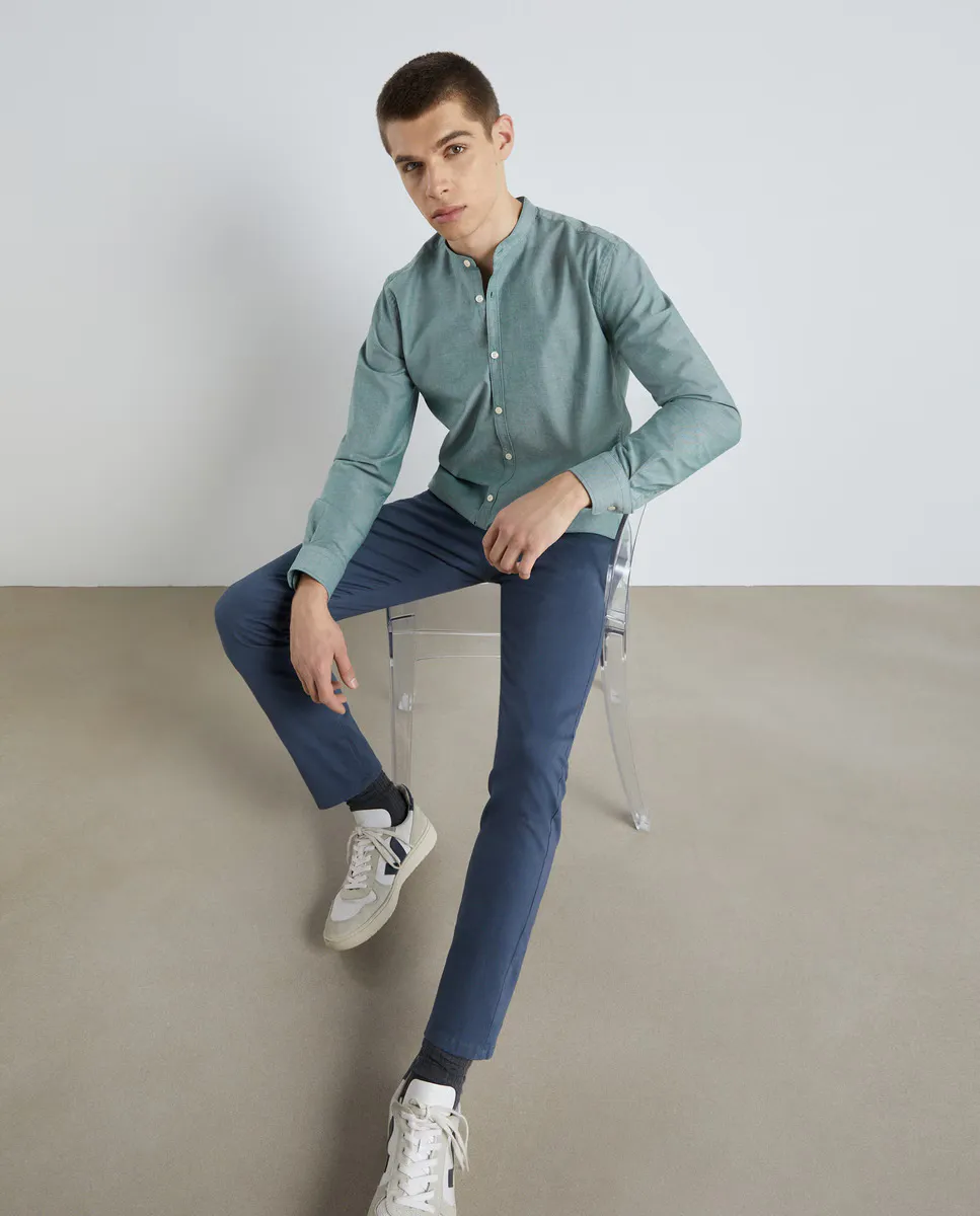 

Мужская рубашка Oxford Mao с длинными рукавами Easy Wear, цвет Kaki