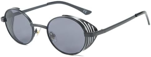 

HaoLMi - Женские и мужские круглые солнцезащитные очки в стиле стимпанк, ретро, ​​солнцезащитные очки с защитой от УФ-излучения UV400, овальные, в стиле панк, винтажные солнцезащитные очки, 1