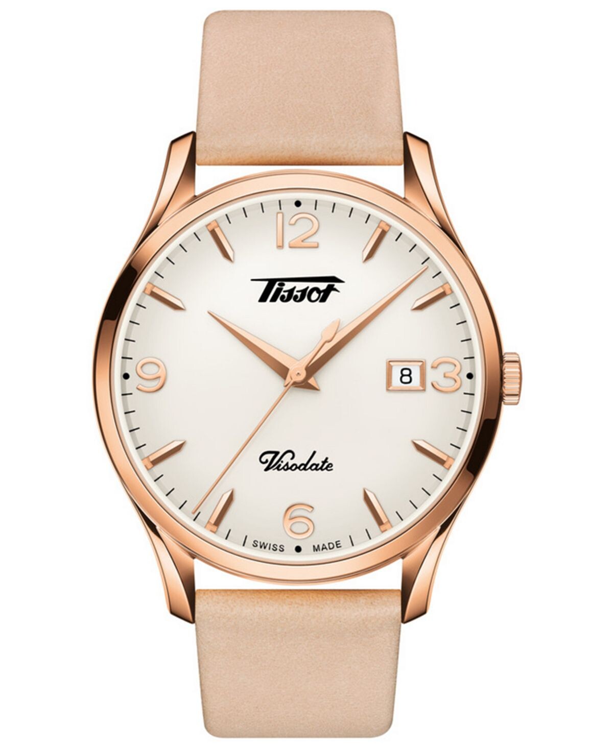 

Часы унисекс Swiss Heritage Visodate с бежевым кожаным ремешком, 40 мм Tissot