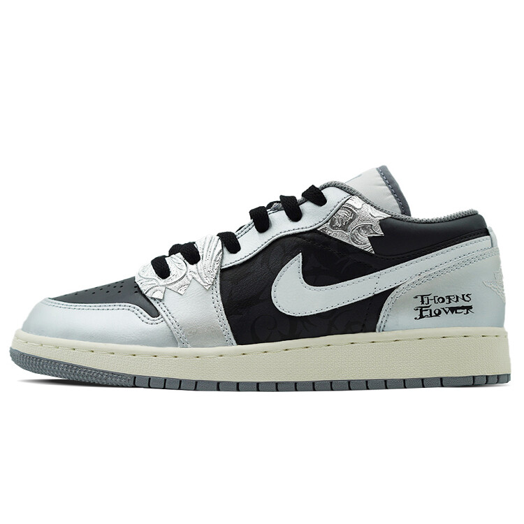 

Кроссовки Air Jordan 1 Vintage Basketball Shoes Unisex Low-top Black, серебряный, Серый, Кроссовки Air Jordan 1 Vintage Basketball Shoes Unisex Low-top Black, серебряный