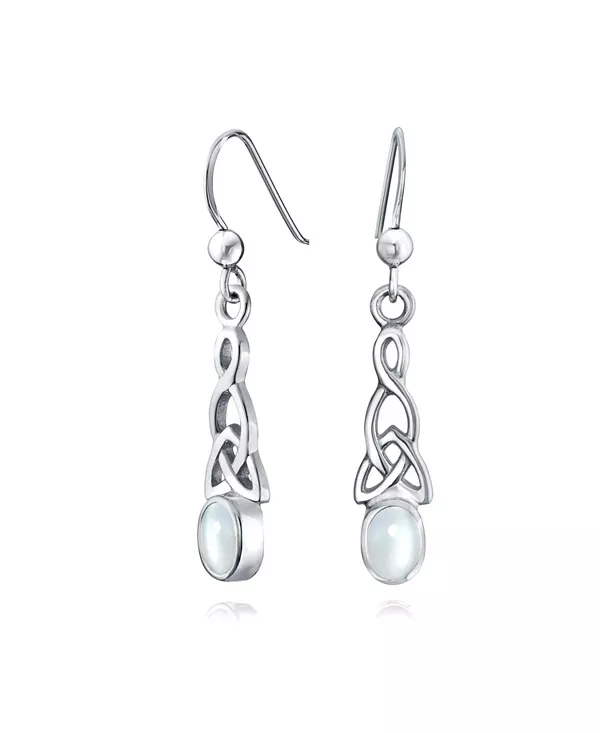 

Серьги-Подвески с аметистом, лунным камнем, янтарем и кельтским узором в виде рыболовного крючка из серебра Bling Jewelry, moonstone